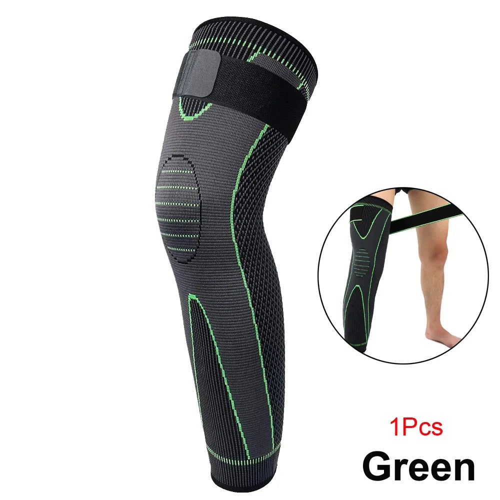 1/2Pcs Full Leg Compression Sleeve with Compression Strap for Women Men Long Leg Sleeve for Running Basketball Football Cycling