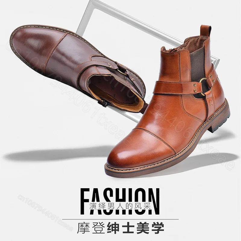 Motorcycle Shoes Retro Leather Boots for Motorcycles Durable Men Boots Couple's Short Shoes Motorcycle Safety Equipment