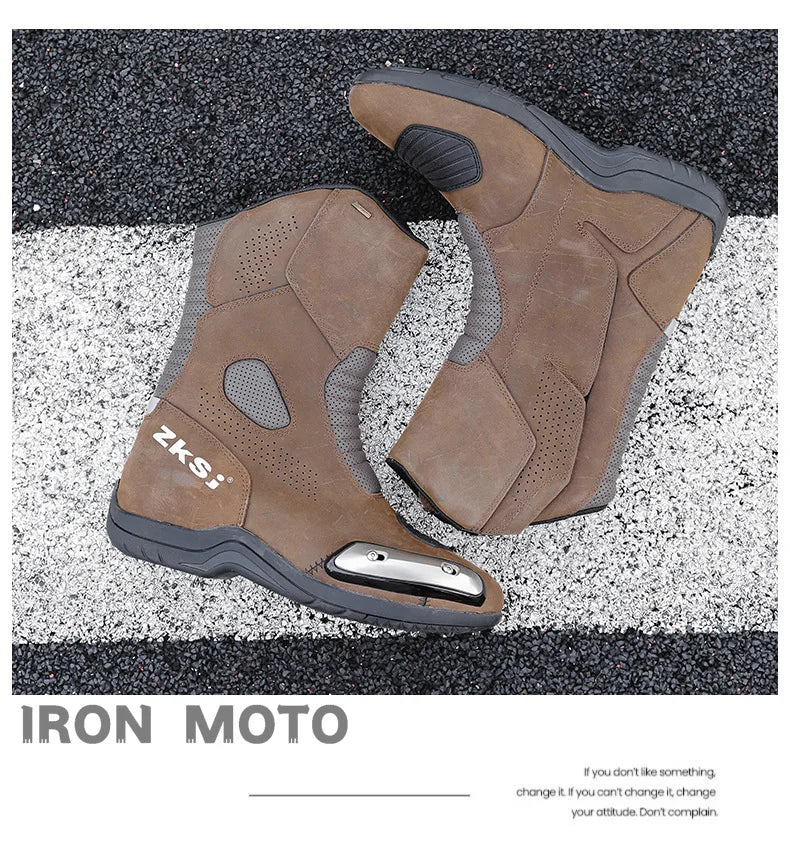 Motorcycle Shoes Full Leather Motocross Boots with Shifter Guard Cafe Boots Enduro Boots for Touring&hiking Moto Protection Gear