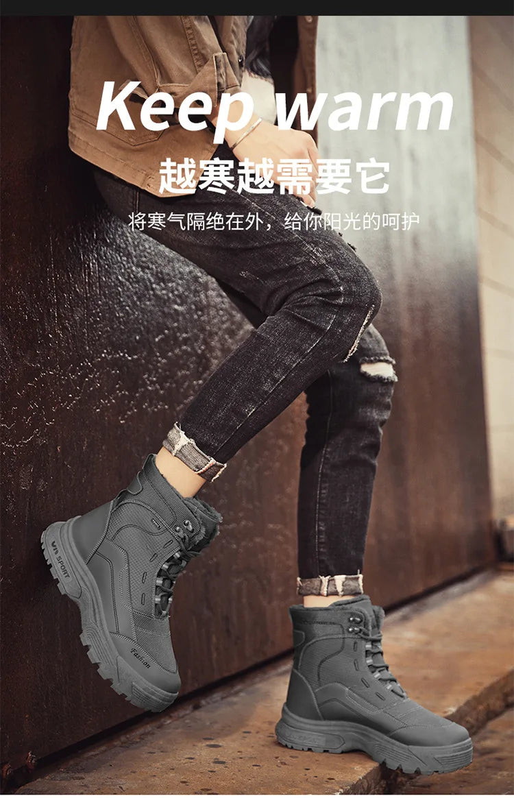 Winter Warm Men Boots Platform Boots High Top Men's Cotton Shoes Non-slip Working Ankle Boots for Men 2024 Short Plush Snow Boot