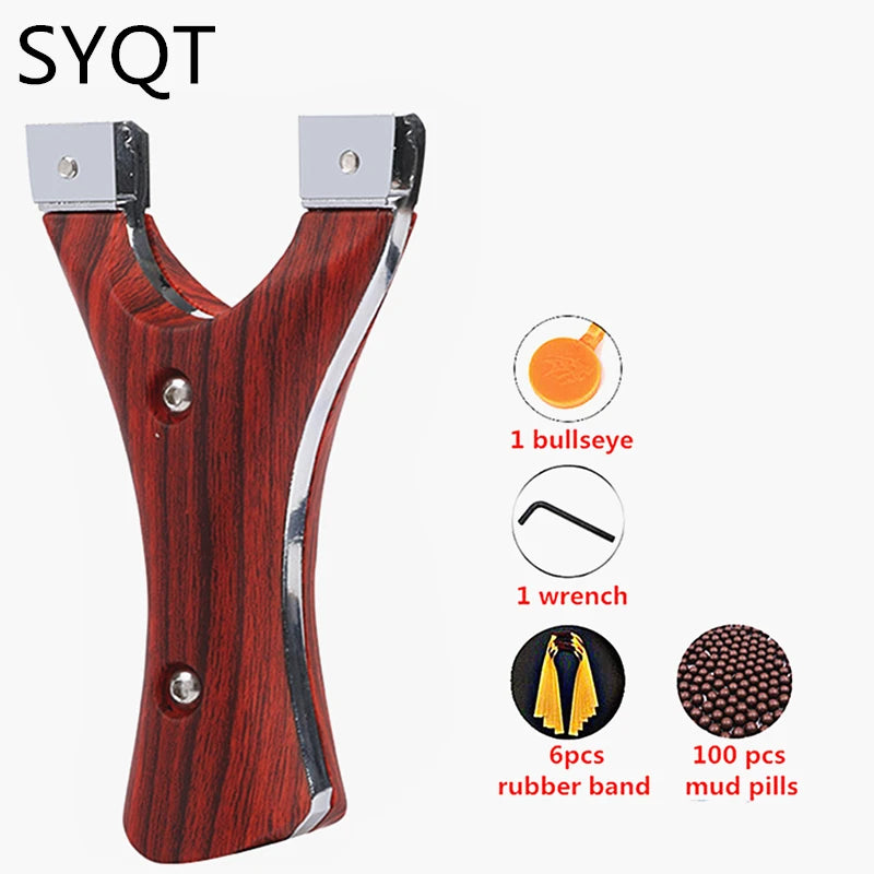 Fast Compression Rubber Band Hunting Slingshot Outdoor Competitive Game Catapult Imitation Wood Patch Flat Band Slingshot