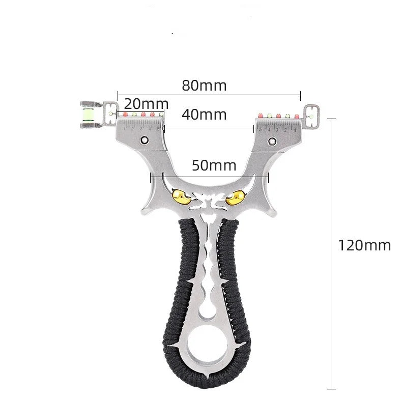 Powerful 304 Stainless Steel Slingshot Precise Shooting Outdoor Handle Hunting Catapult With Flat Rubber Band
