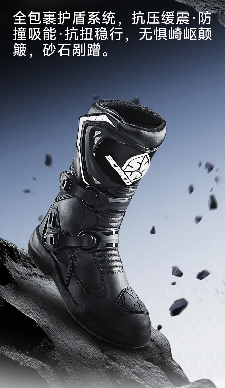 Motorcycle Boots Windproof Waterproof Motocross Boots Anti-Slip Professional Motorbike Shoes For Outdoor Off-Road Rally Riding