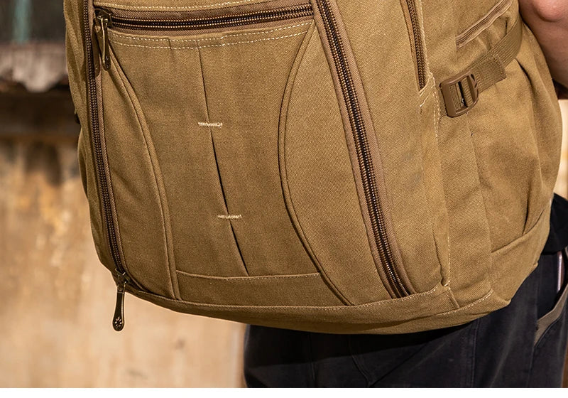 55L 70L Canvas Sports Backpack Men Outdoor Hiking Camping Travel Bag Luggage Rucksack Large Capacity Climbing Tactical Backpack