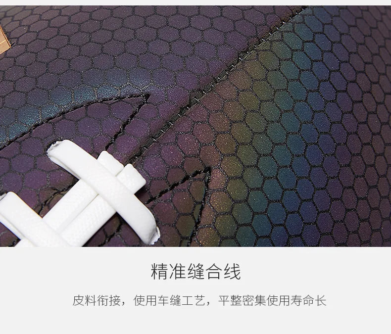 Training Reflective Rugby Ball Professional Grade Ball Toss Kick Practice for Youth Adult, Indoor and Outdoor Use, Size 3, 6, 9