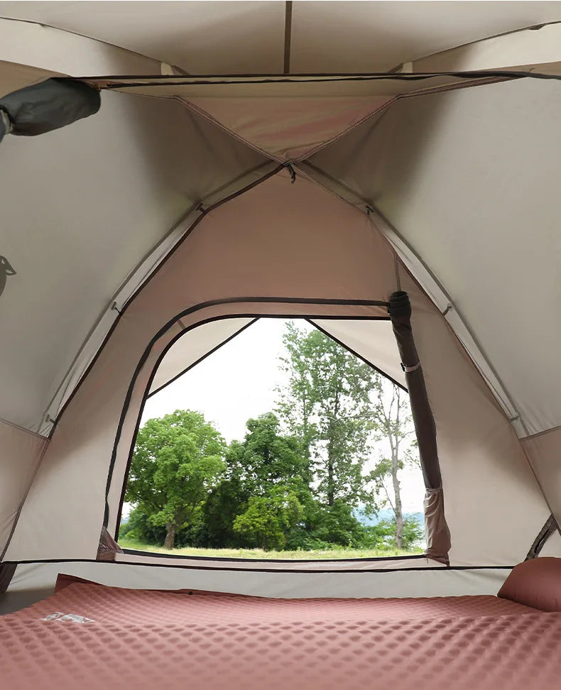 HeWolf Outdoor Double-layer Silver-coated Picnic Tent Automatic Folding Portable Waterproof Sunscreen Quick-Open Camping Tent