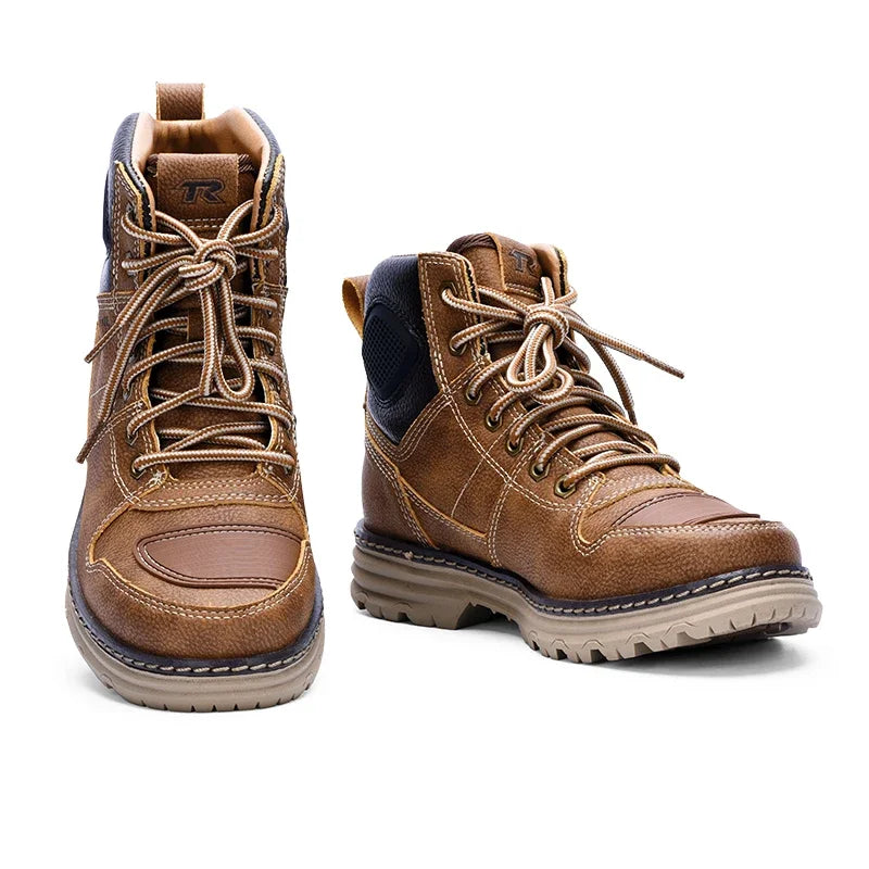 2025 TRtiger Men Retro Motorcycle Boots Mountain Hiking Botas Brown Outdoor Workwear Leisure Boot City Road Moto Riding Bota