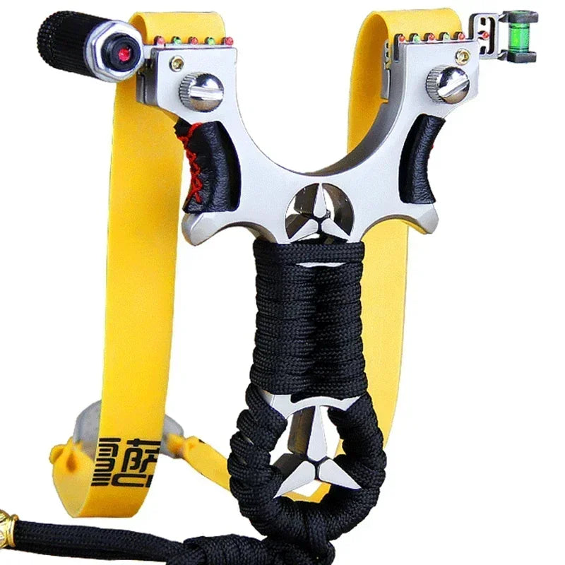 Laser slingshot High Quality Alloy Slingshot Flat Rubber Band Hunting Shooting Outdoor Catapult Hunting Slingshot