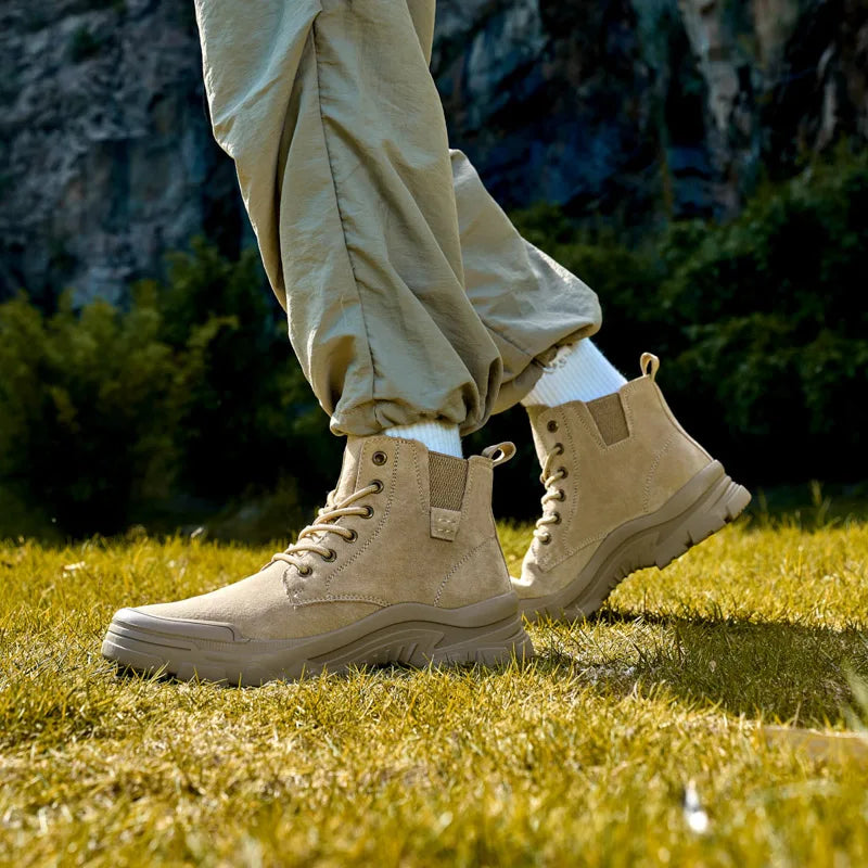 Non-slip Man Ankle Botas Non-Slip Outdoor Motorcycle Boots Versatile Leisure Snow Boots Street Style Mens Leather High Top Shoes