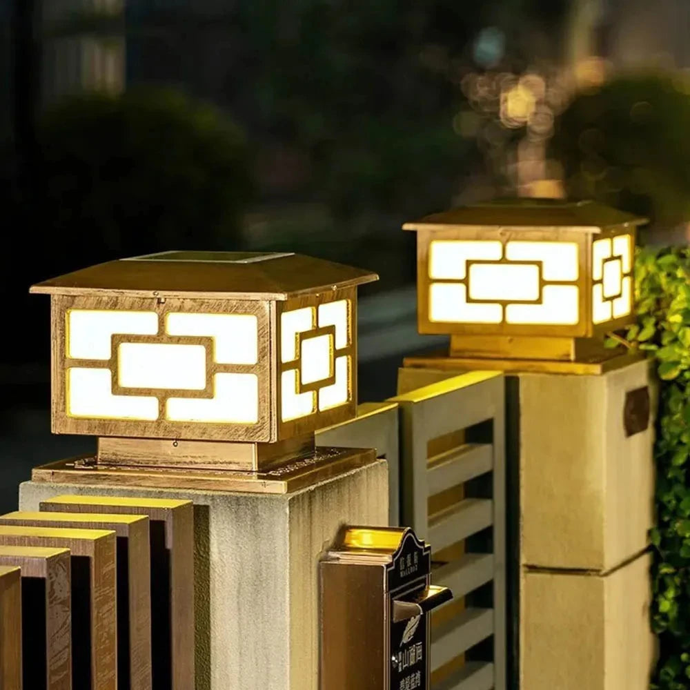 Outdoor Led Solar Garden Lights Dimming Timed Column Light Post Lamp Pillar Light Modern LED for Home Villa Garden Patio Decor