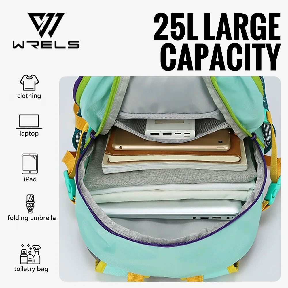 WRELS Backpack Camping Bag Large Capacity Backpack Lightweight Waterproof Mountaineering Bag Breathable Casual Travel Backpack