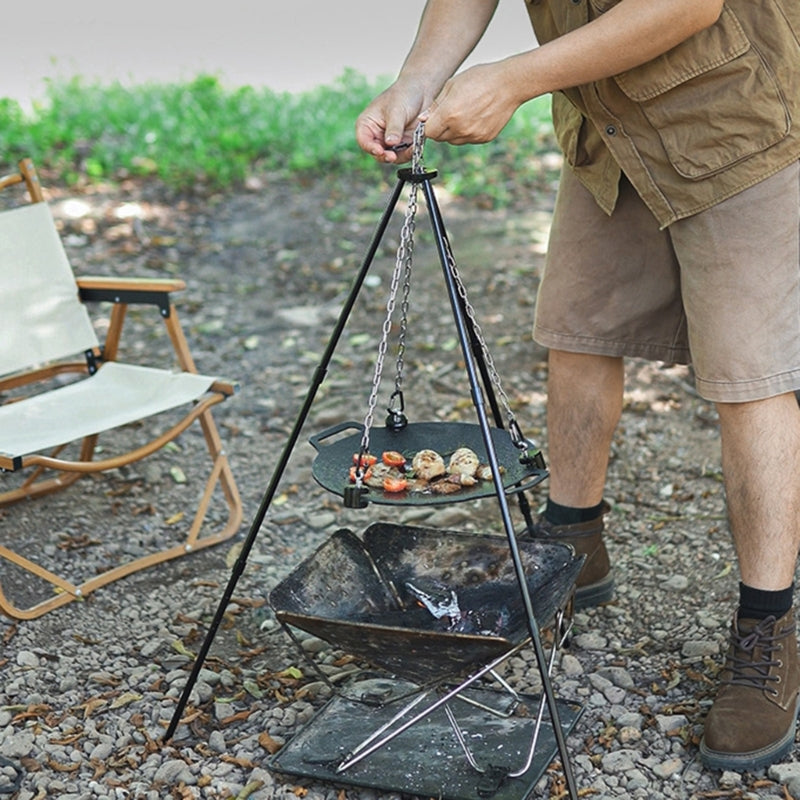 Portable Detachable Vertical Tripod Grill Barbecue Grill Bracket Barbecue Grill Tripod Stand Tripod Grill Hanger Outdoor Grills