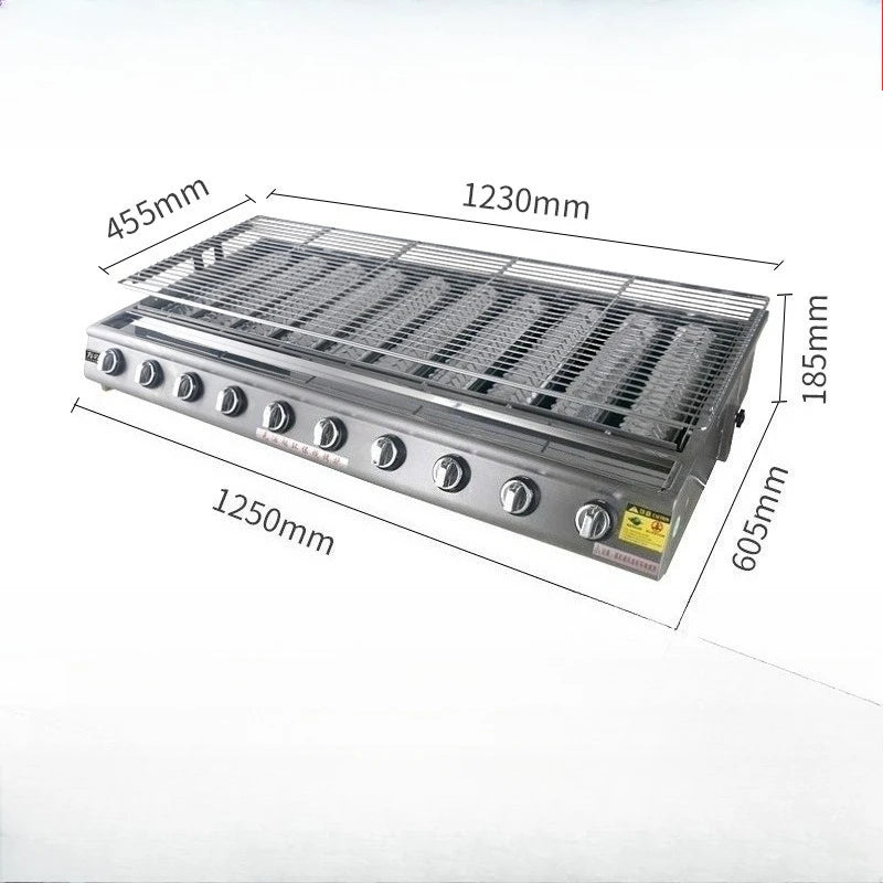 Barbecue grill commercial stall Black King Kong electric barbecue skewers oysters gas grilled fish machine manufacturer