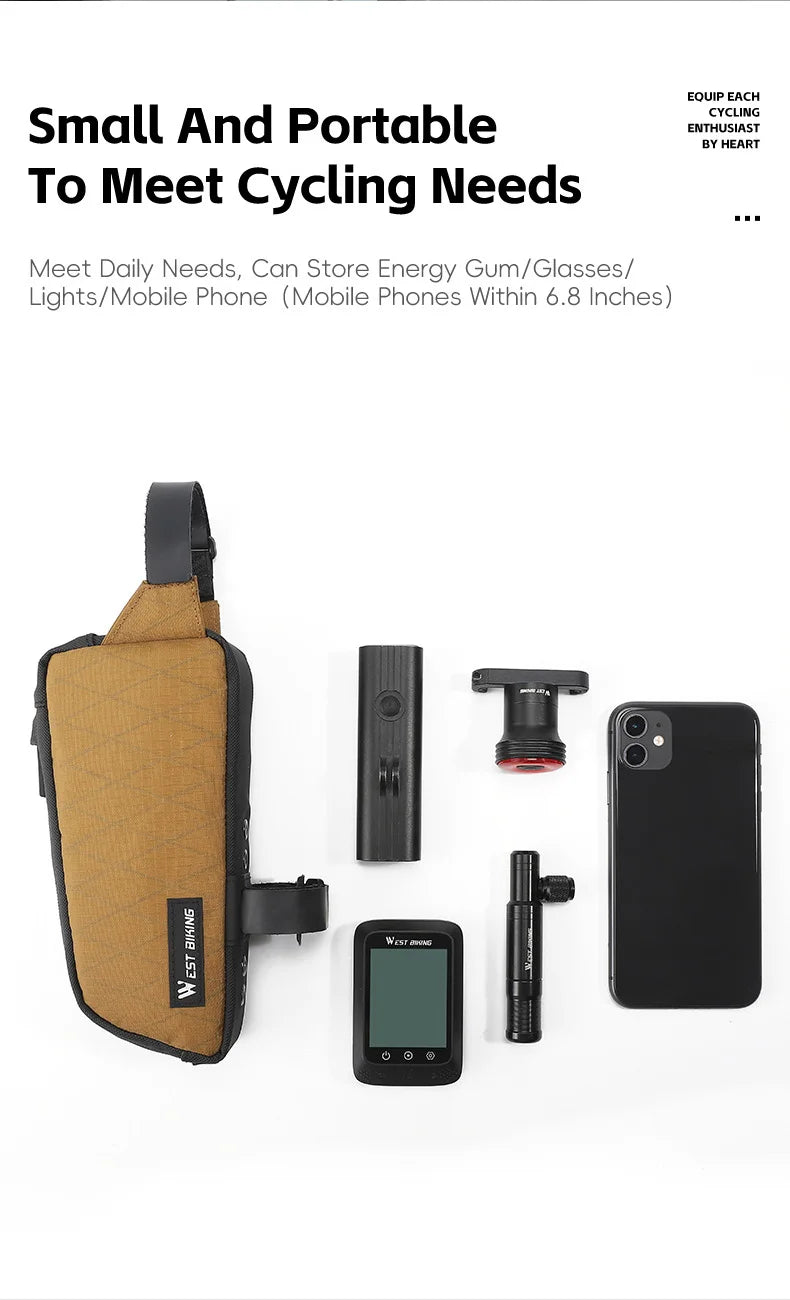 WEST BIKING Bicycle Top Tube Bag 1L Portable Cycling Front Frame Triangle Bag Lightweight Bike Bag MTB Road Bike Accessories