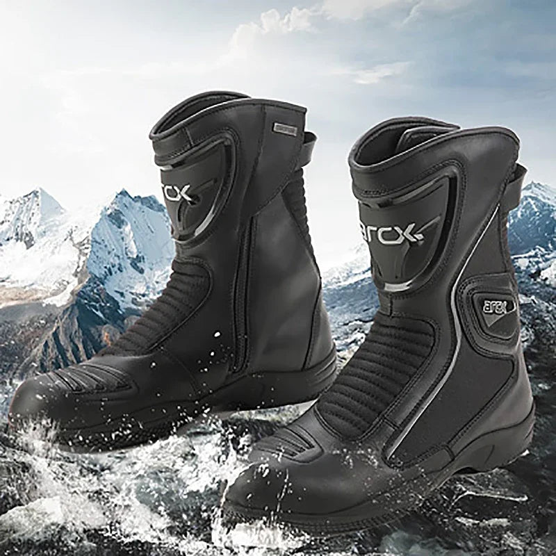 ARCX Motorcycle Boots Waterproof Motorcyclist Quilted Boots Men Winter Motorboats Motorcycle Supplies Unisex Leather Moto Shoes