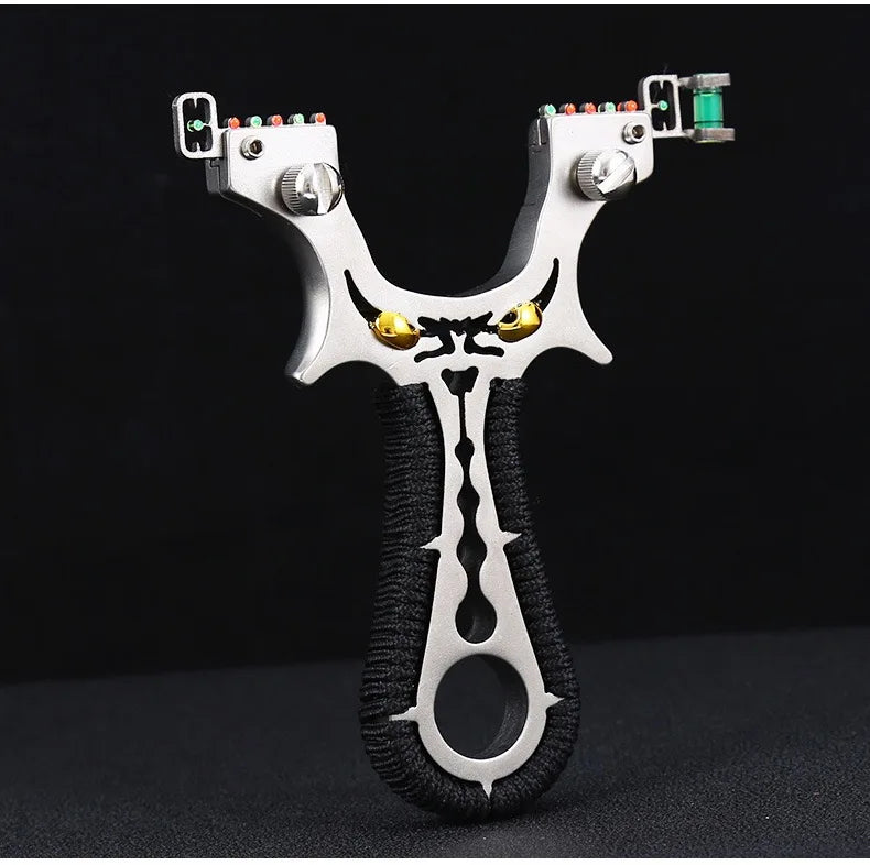 Powerful 304 Stainless Steel Slingshot Precise Shooting Outdoor Handle Hunting Catapult With Flat Rubber Band