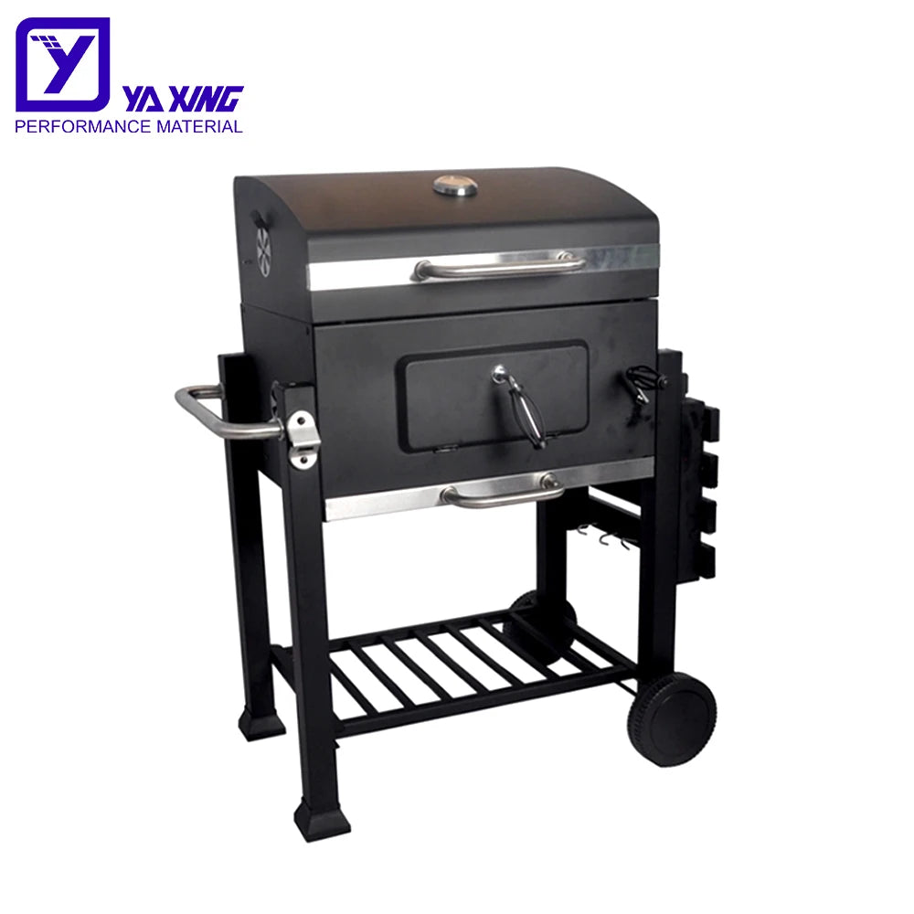 Bbq Table Grill Bbq Outdoor Kitchen Stainless Steel Industrial Grill Square Trolly Charcoal Grill