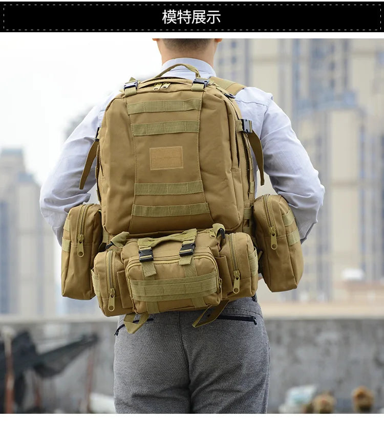 Tactical Backpack Military 50L Waterproof Hiking Backpack with MOLLE System for Outdoor Camping, Hunting, Travel, Daypack