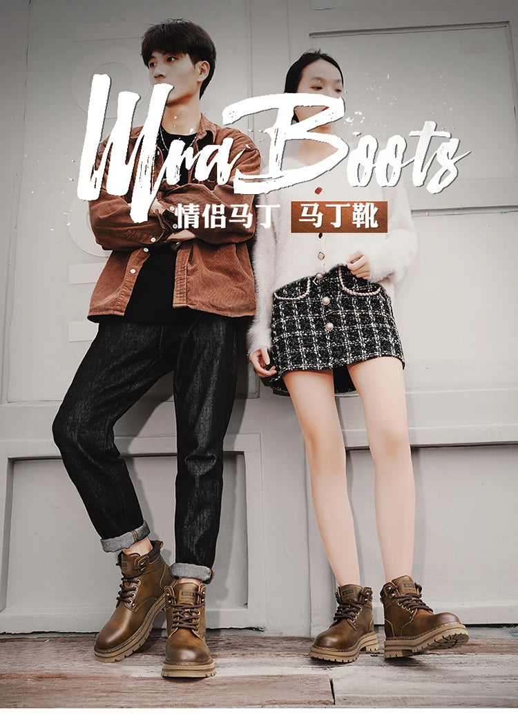 High Top Boots Men's Leather Shoes Fashion Motorcycle Ankle Boots for Men Winter Boots Man All-match Shoes Lace-Up Botas Hombre