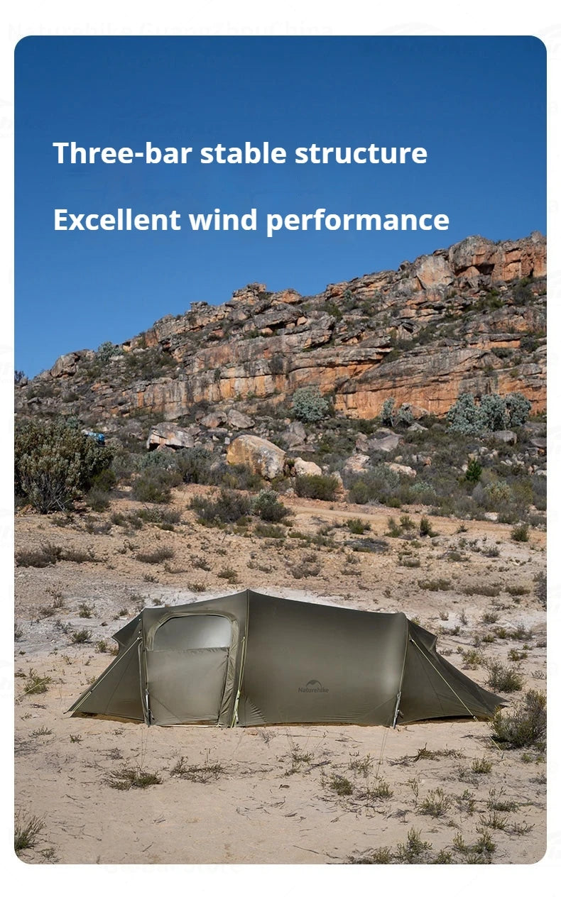 Naturehike Opalus UL Tunnel Tent 2-3 Person 15D Nylon 4 Season Hiking Tent Lightweight Large Space Outdoor Travel Camping Tent