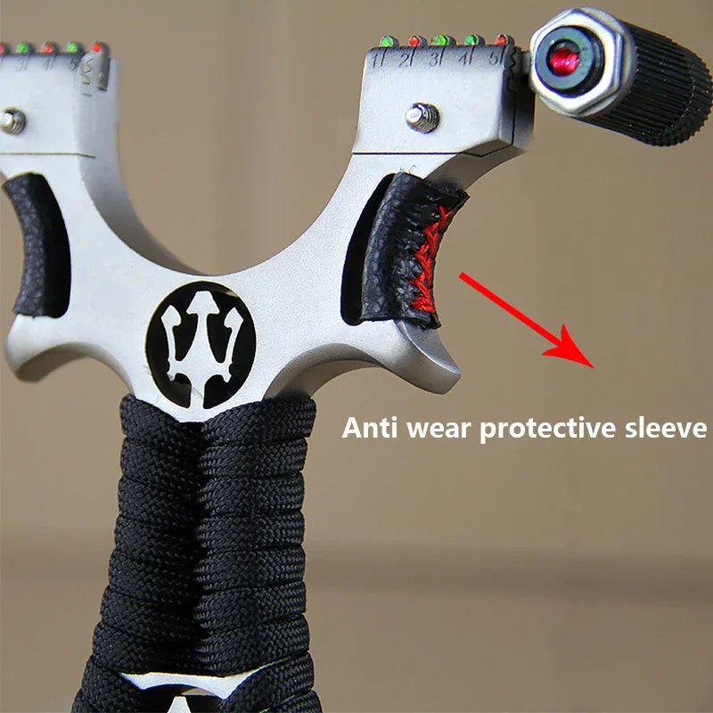 Laser slingshot High Quality Alloy Slingshot Flat Rubber Band Hunting Shooting Outdoor Catapult Hunting Slingshot