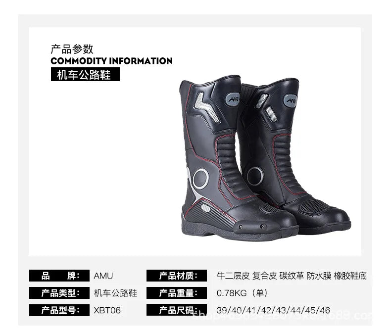 Motorcycle Riding Boots Men Winter High Top Motorcycle Shoes Waterproof, Anti Slip, Anti Fall Racing Professional Road Boots