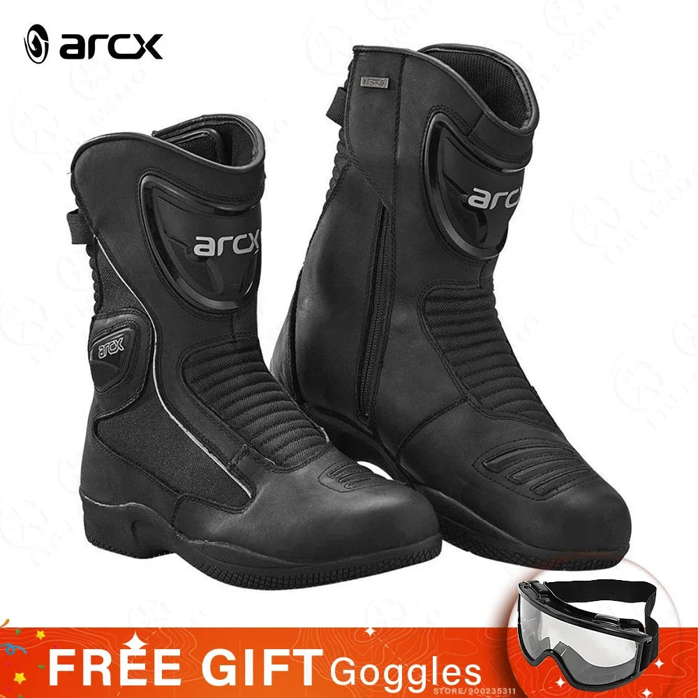 ARCX Motorcycle Boots Waterproof Motorcyclist Quilted Boots Men Winter Motorboats Motorcycle Supplies Unisex Leather Moto Shoes