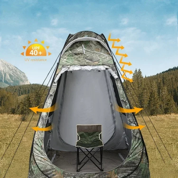 1-2Person Camouflage Ice Fishing Tent Anti-Mosquito  Rain-Proof Sunscreen Double Doors  2 Windows Pop-Up Quick Open150x150x190cm