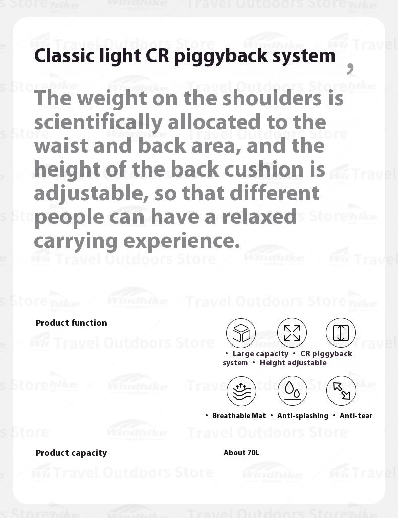 Naturehike 70+5L Backpack Professional Outdoor Climbing Hiking Travel Big Capacity Mountaineering Camping Support System Bag