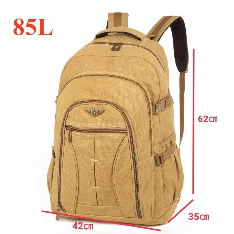55L 70L Canvas Sports Backpack Men Outdoor Hiking Camping Travel Bag Luggage Rucksack Large Capacity Climbing Tactical Backpack