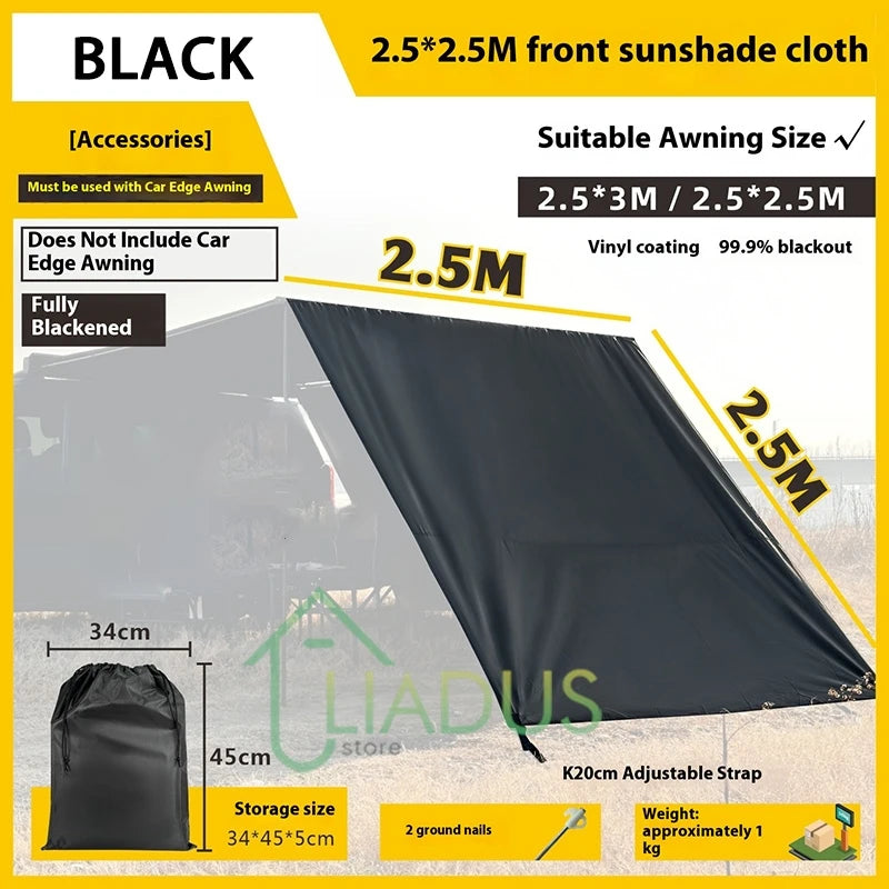 Car Side Tent Blackout With Mesh Windows Mounted Awning Waterproof Shelter UV Protection Camping Canopy Portable For Outdoor