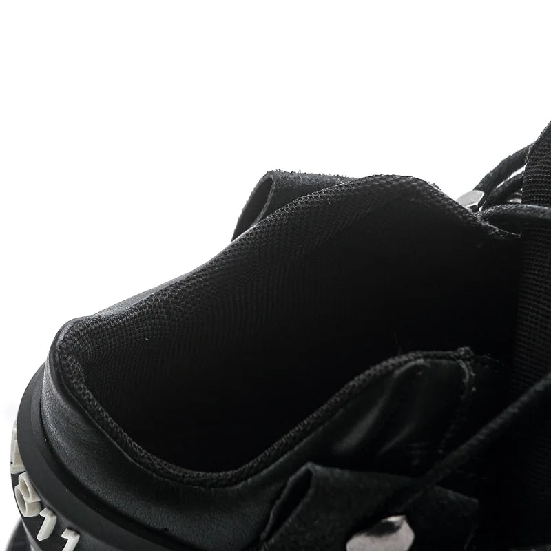 2025 New Black Dad Shoes 8cm Platform Women's Heavy Metal Personality Goth Punk Boots Men