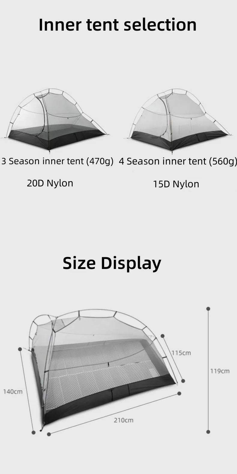 3F UL Gear Zhengtu 2P Tent Two 2 Person 15D Silnylon Coating Nylon Double Layer Ultralight Camping Lightweight Hike For 4 Season
