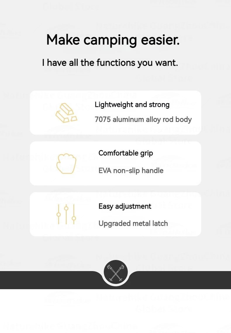 Naturehike ST03 7075 Aluminium Alloy Folding Trekking Pole Walking Stick Climbing Retractable 3 Sections Telescopic Alpenstocks