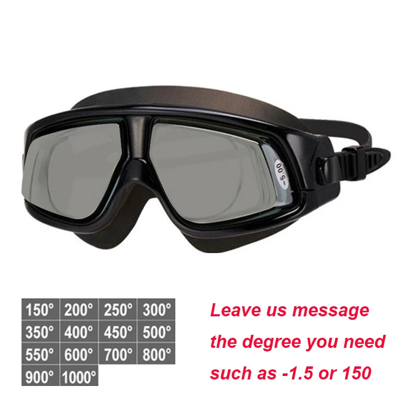Queshark Men Women Adult -1.5 To -10.0 Myopia Swim Eyewear Silicone  Anti Fog Swimming Goggles Custom Different  Left Right Eyes