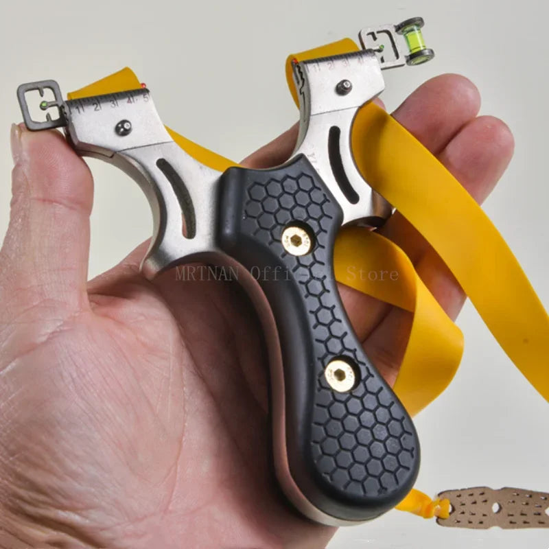 Stainless Steel Slingshot Quick Press Flat Rubber Band Slingshot Outdoor Hunting and Shooting Steel Ball Target Paper Set