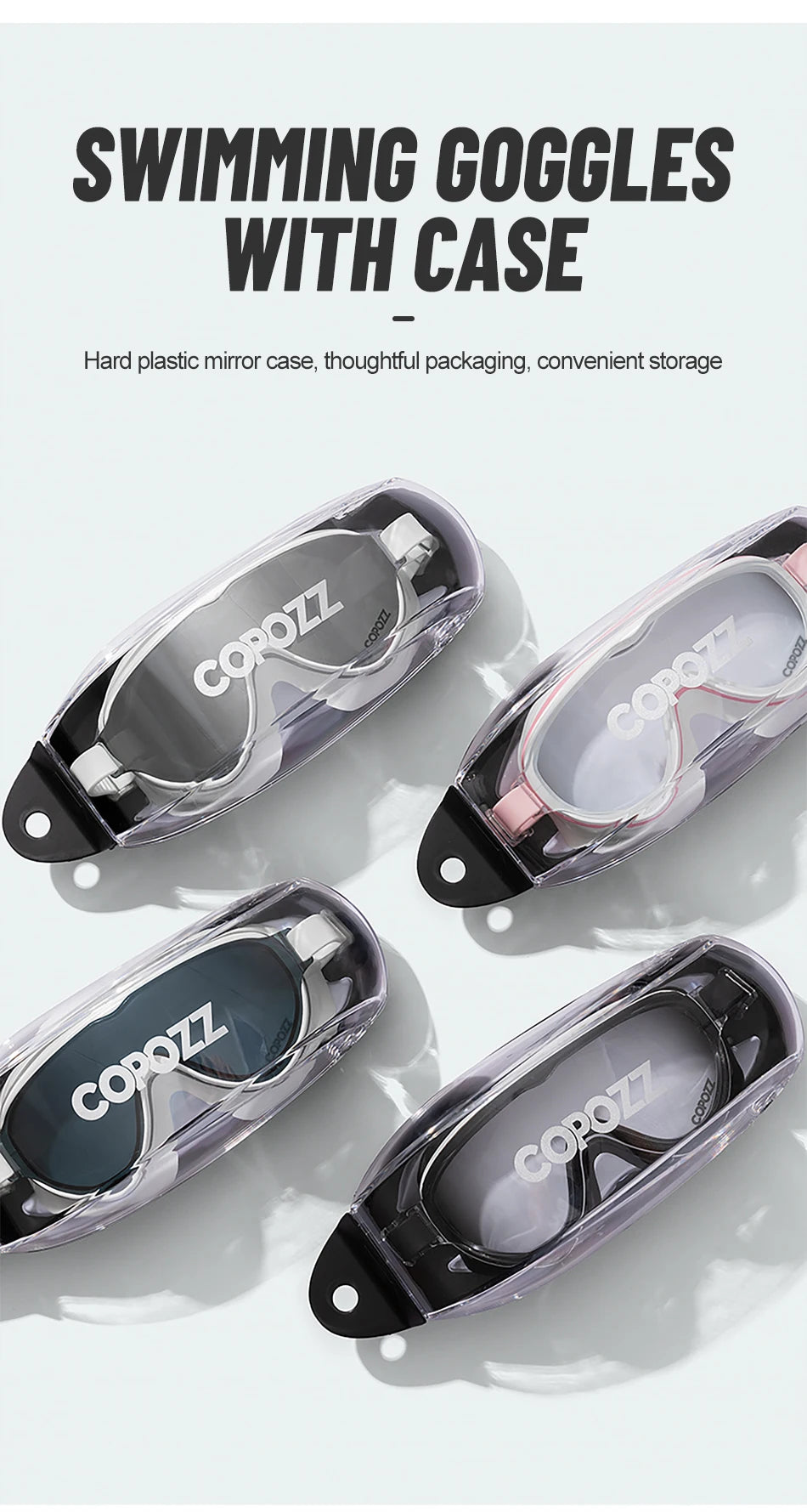 COPOZZ New Large Frame Adults Swimming Goggles Professional Plating Durable Anti Fog Comfort Eyewear Swimming Glasses Men Women