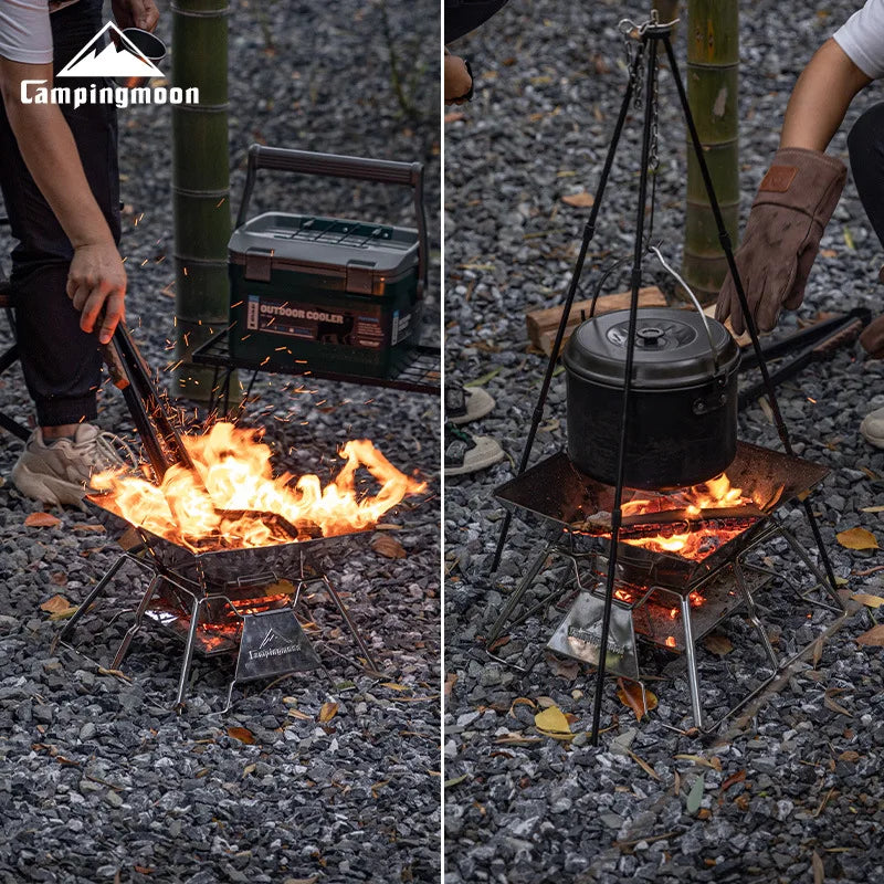 Camping Picnic BBQ Grill Campingmoon MT-2 Portable Folding Charcoal Stove 2-3 Person