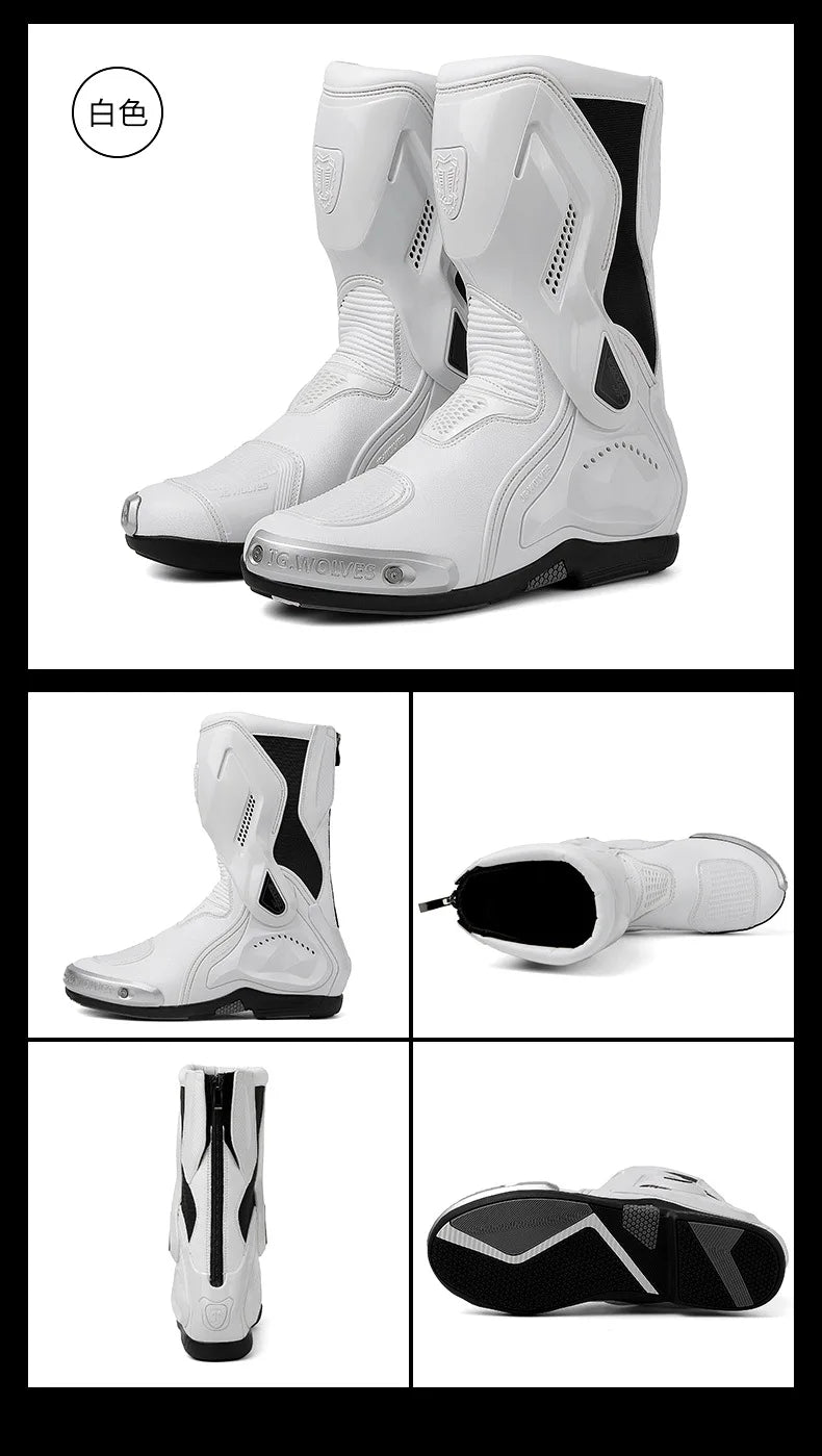 Professional Motorcycle Boots Anti-slip Mid-calf Long Ankle Off-road Racing Wear-resistant Motorcycle Rider Protective Shoes