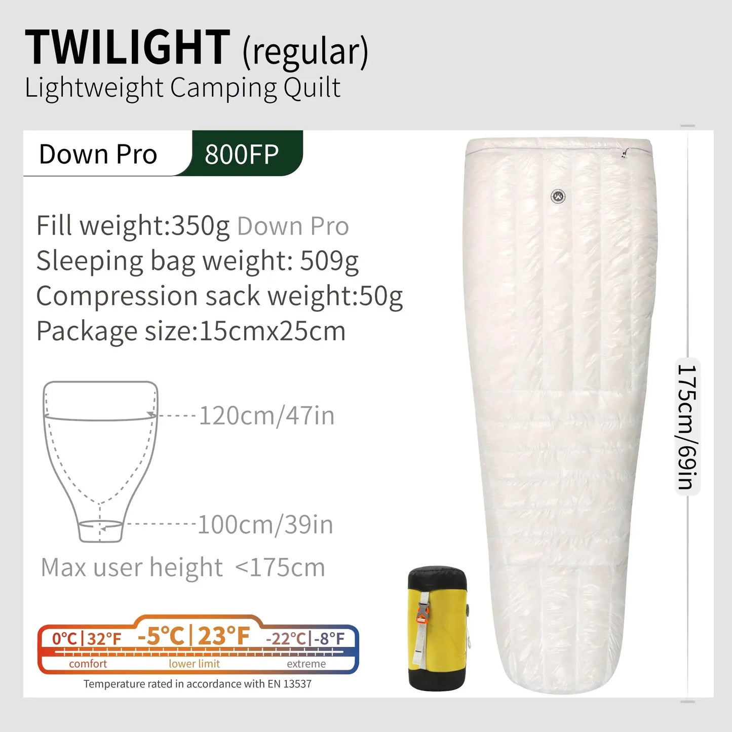 AEGISMAX Wind Hard Twilight 10D -5 Degree 800FP Down Sleeping Bag Ultralight Camping Quilt Sleeping Bag Winter Hiking Equipment