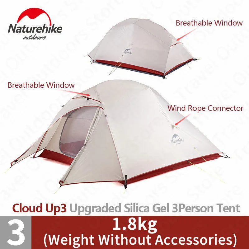 Naturehike Cloud Up 1 2 3 Tent Outdoor Camping Waterproof Tent ProfssIonal Glamping Hiking Backpacking Shelter Tent Portable