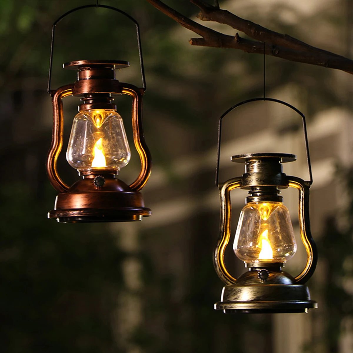 LED Solar Candle Light Retro Kerosene Lamp Solar Powered Hanging Light Outdoor Portable Lantern Light Courtyard Garden Decor