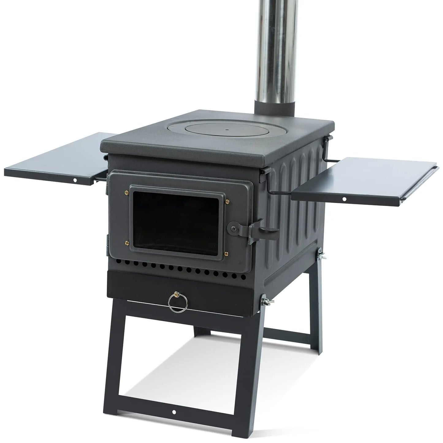 Outdoor Camping Wood Stove, Portable Charcoal Barbecue Grill, Stainless Steel, Multifunctional Cooking Tent Stove