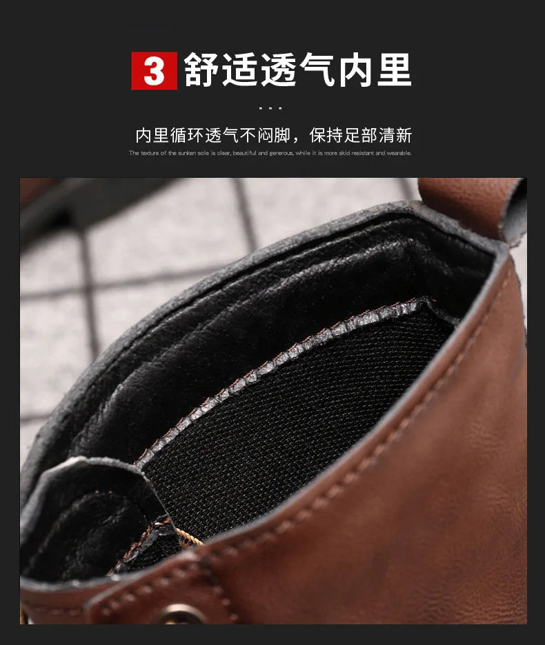 2024 Autumn and Winter New Fashion Pointy Retro Leather Boots High Top British Casual Men's Shoes Large Size 38-48