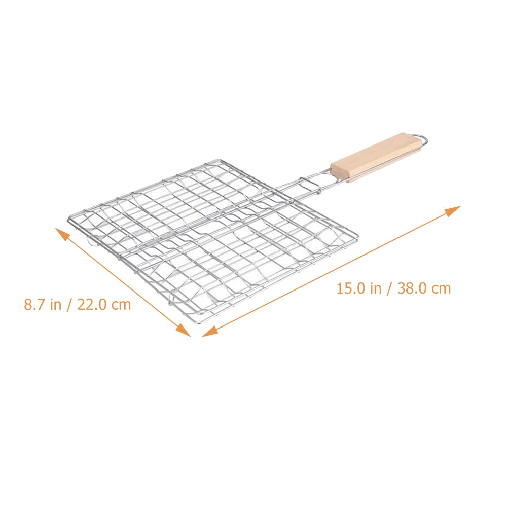 Large Size Stainless Steel Grill Rack Square Mesh Barbecue Fish Roaster Outdoor Camping Picnic Supplies Portable Bbq Grill
