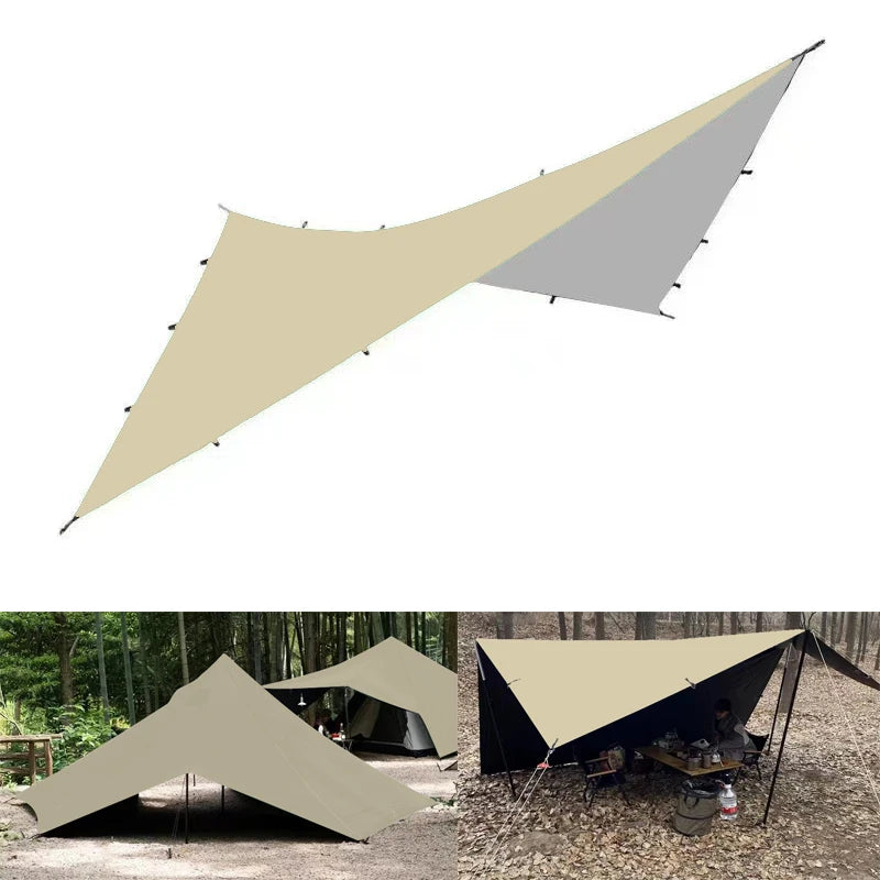 19 Hanging Point Tent Waterproof Tarpaulin Sunshade Canopy Outdoor Backpack Waterproof Camping Sunshade