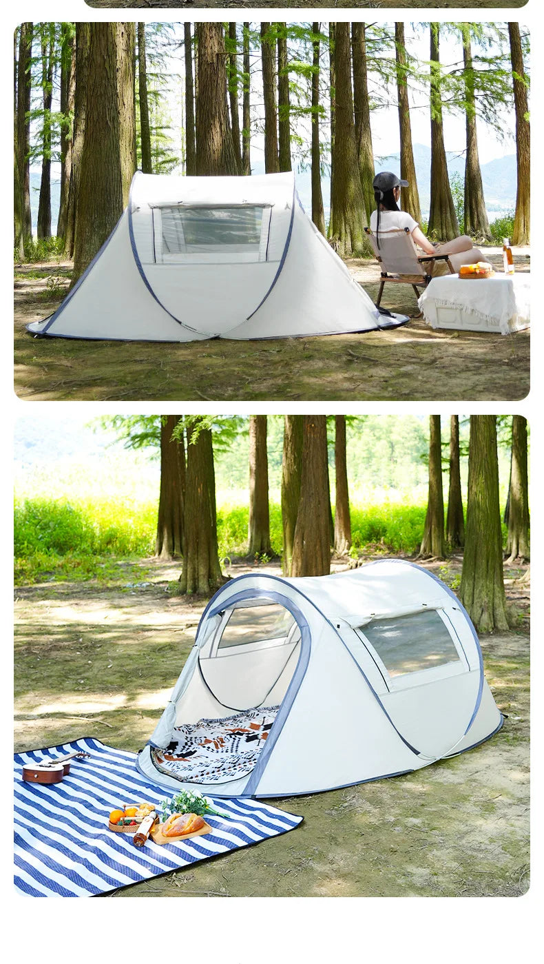 Tent Camping Outdoor 3-4 People Waterproof Thickened Portable Installation-free One-second Quick Open Automatic Boat Tent