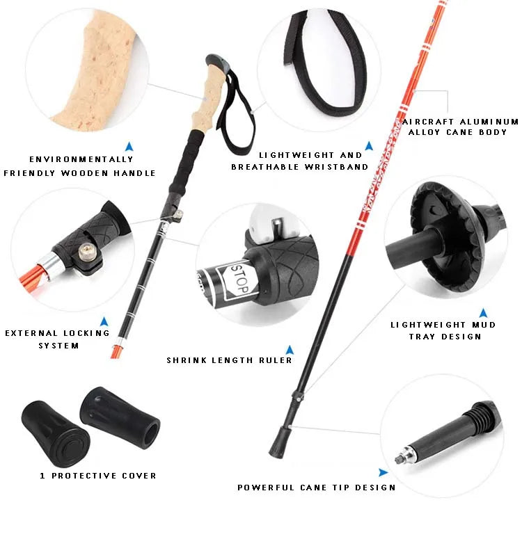 Trekking Poles for Hiking Walking Sticks for Seniors Collapsible and Lightweight, 2pc Set - Hiking Poles for Backpacking Camping