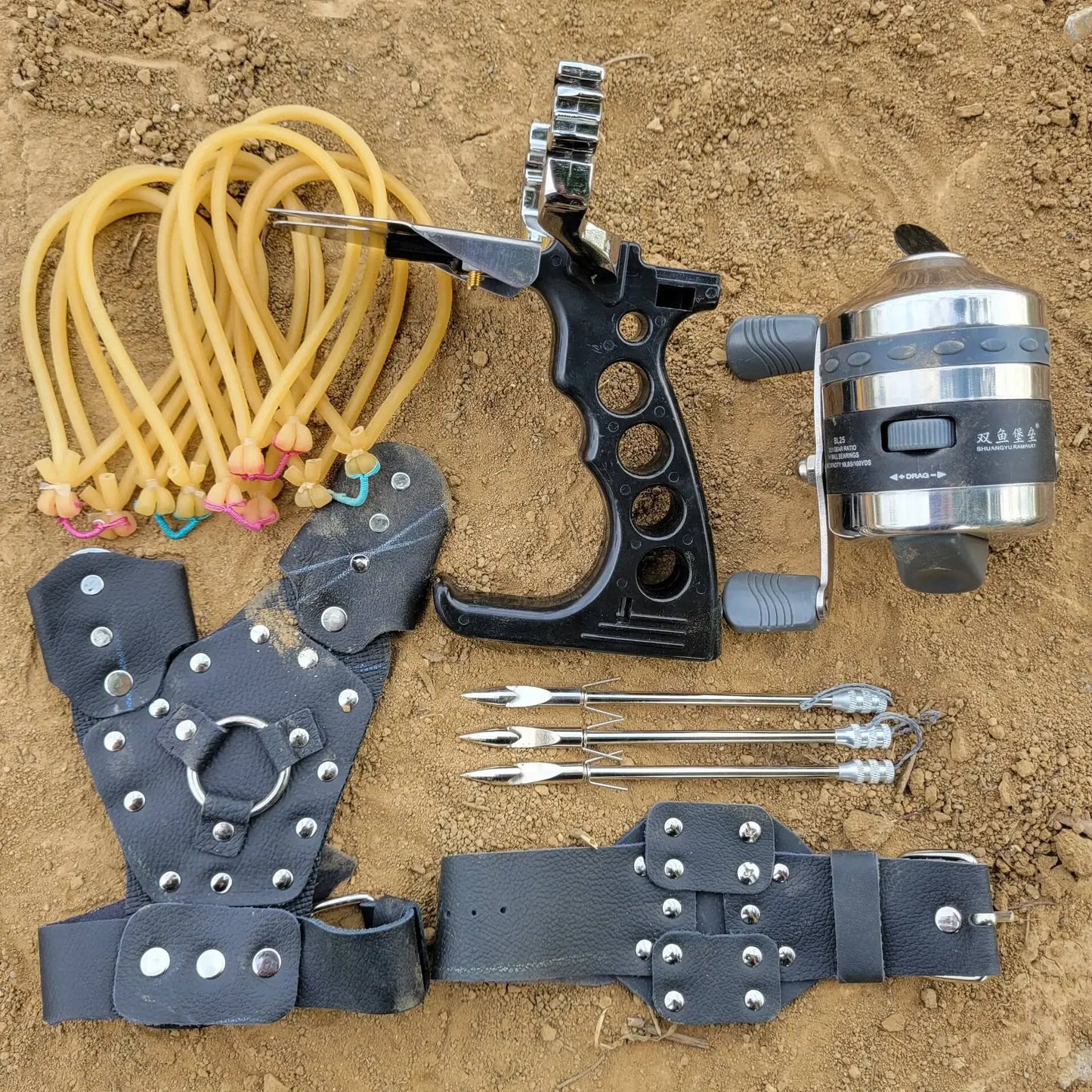 Strong Power Game Shooting Slingshot Full Set of Fishing Artifact Outdoor Hunting Catapult Horizontal Aiming Toy Slingshot