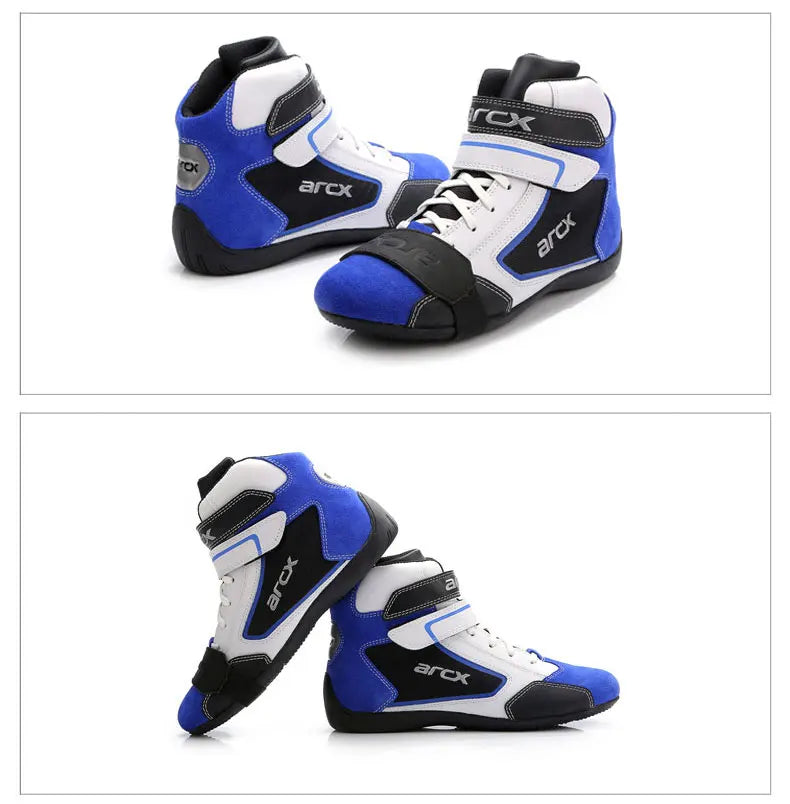 NEW ARCX Men's Motorcycle Boots Leisure Blue bottes moto Leather motorboats Street Moto Racing Ankle Four Seasons casual shoes